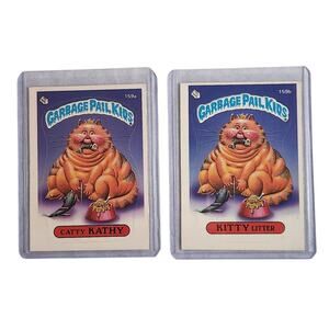 GPK Vintage Catty Kathy & Kitty Litter 159a, b Card + Sticker 1985 Topps VG+